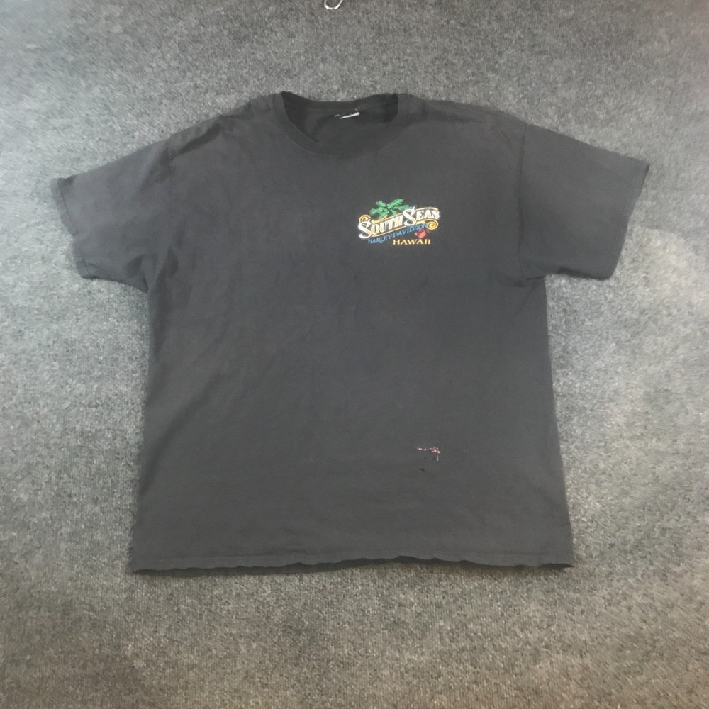 Harley Davidson T Shirt Mens XL Black Good South Seas Hawaii Graphic Vintage
